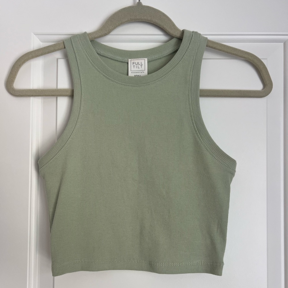 Full Tilt Green Fitted Crop Tank Top